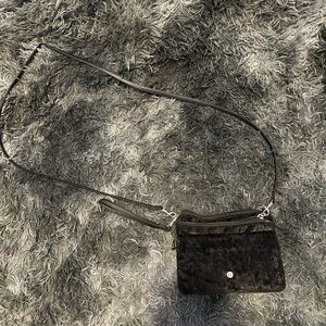 Elegant Black Velvet Crossbody Bag